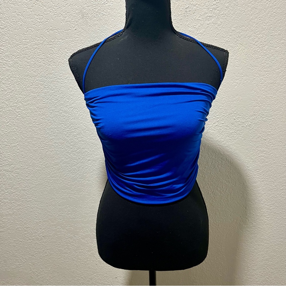 Princess Polly Vibrant Blue Neck Tie Halter Top